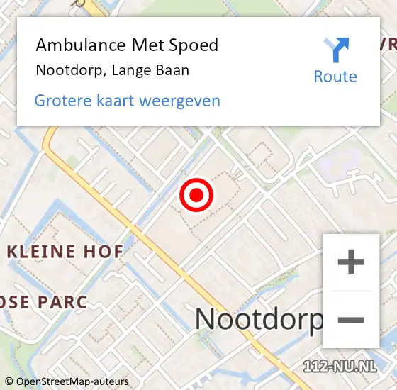 Locatie op kaart van de 112 melding: Ambulance Met Spoed Naar Nootdorp, Lange Baan op 9 september 2022 14:08