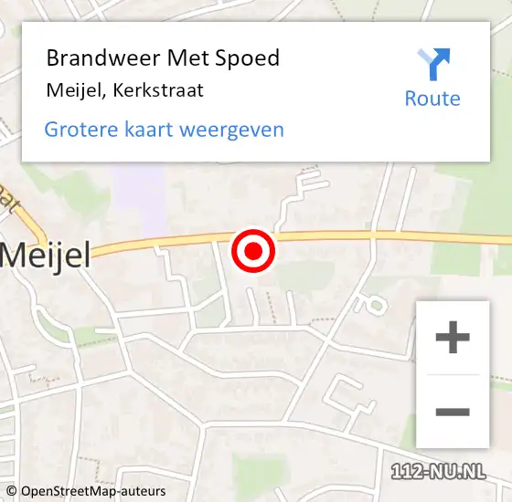 Locatie op kaart van de 112 melding: Brandweer Met Spoed Naar Meijel, Kerkstraat op 9 september 2022 14:25