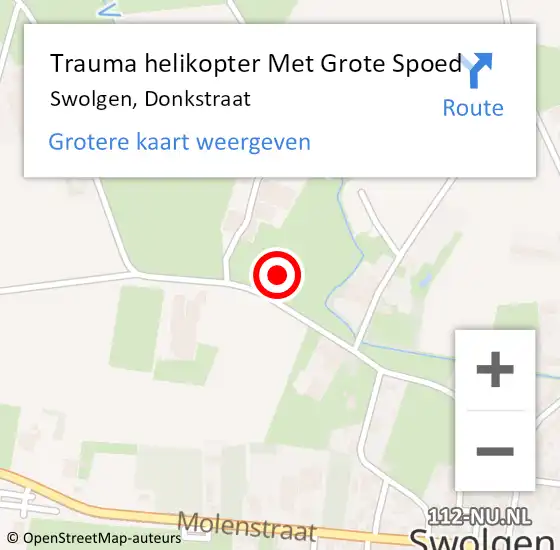 Locatie op kaart van de 112 melding: Trauma helikopter Met Grote Spoed Naar Swolgen, Donkstraat op 9 september 2022 14:33