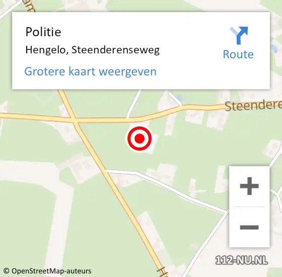 Locatie op kaart van de 112 melding: Politie Hengelo, Steenderenseweg op 9 september 2022 14:38