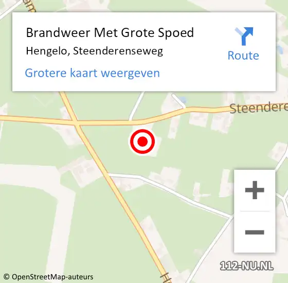 Locatie op kaart van de 112 melding: Brandweer Met Grote Spoed Naar Hengelo, Steenderenseweg op 9 september 2022 14:40