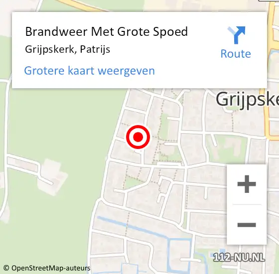 Locatie op kaart van de 112 melding: Brandweer Met Grote Spoed Naar Grijpskerk, Patrijs op 9 september 2022 14:50