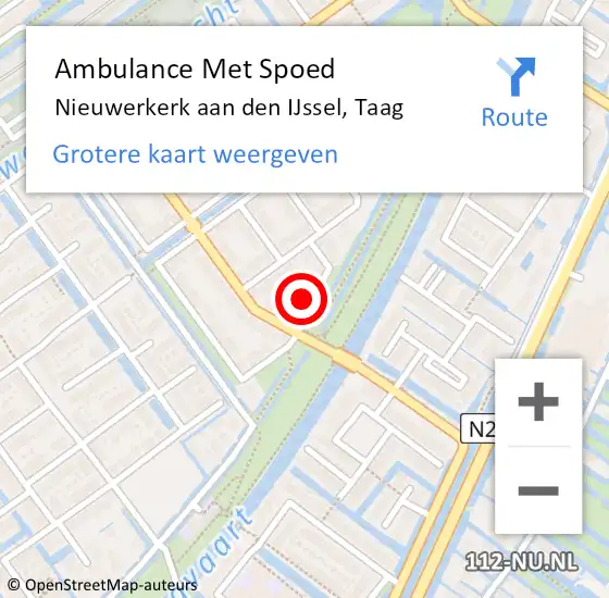 Locatie op kaart van de 112 melding: Ambulance Met Spoed Naar Nieuwerkerk aan den IJssel, Taag op 9 september 2022 14:59