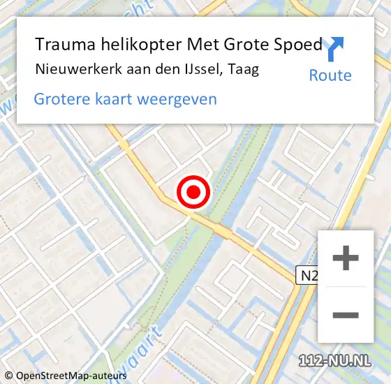 Locatie op kaart van de 112 melding: Trauma helikopter Met Grote Spoed Naar Nieuwerkerk aan den IJssel, Taag op 9 september 2022 15:04