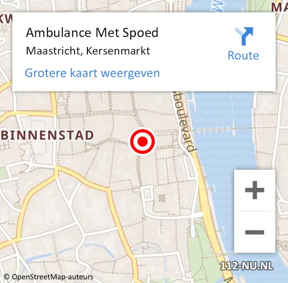 Locatie op kaart van de 112 melding: Ambulance Met Spoed Naar Maastricht, Kersenmarkt op 28 juli 2014 19:56