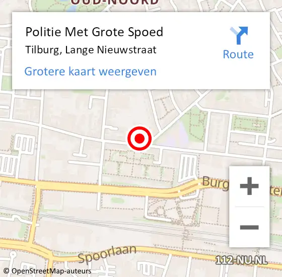 Locatie op kaart van de 112 melding: Politie Met Grote Spoed Naar Tilburg, Lange Nieuwstraat op 9 september 2022 15:09