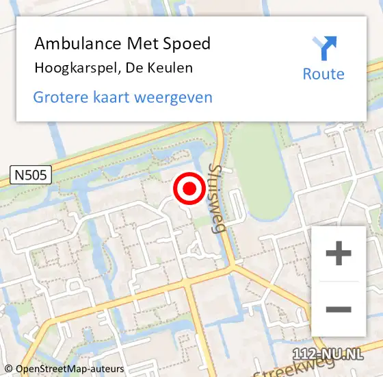 Locatie op kaart van de 112 melding: Ambulance Met Spoed Naar Hoogkarspel, De Keulen op 9 september 2022 15:17