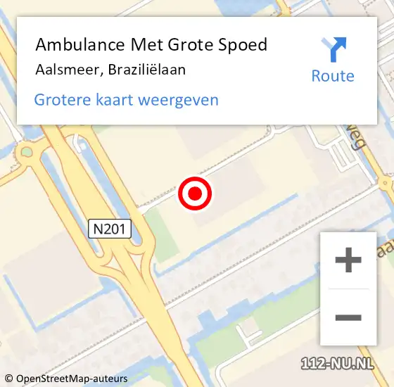 Locatie op kaart van de 112 melding: Ambulance Met Grote Spoed Naar Aalsmeer, Braziliëlaan op 9 september 2022 15:29