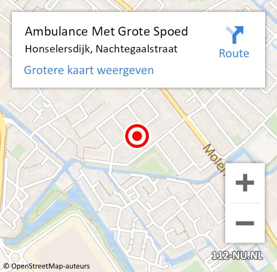 Locatie op kaart van de 112 melding: Ambulance Met Grote Spoed Naar Honselersdijk, Nachtegaalstraat op 28 juli 2014 19:58