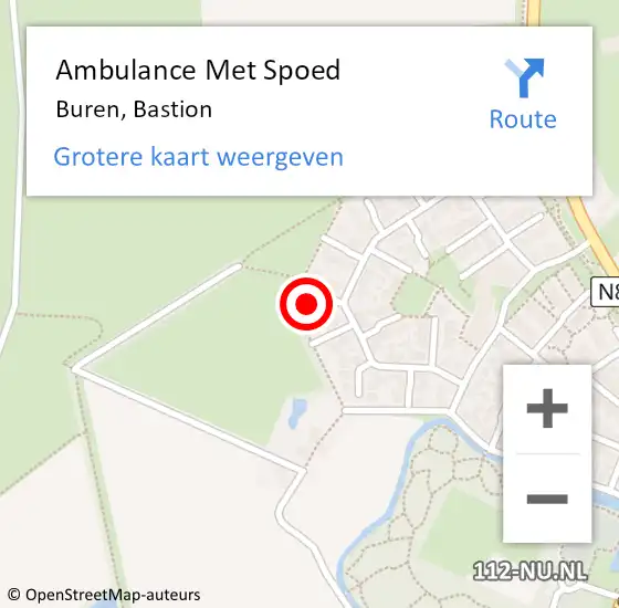 Locatie op kaart van de 112 melding: Ambulance Met Spoed Naar Buren, Bastion op 9 september 2022 15:39