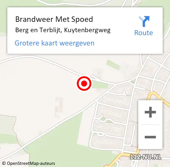 Locatie op kaart van de 112 melding: Brandweer Met Spoed Naar Berg en Terblijt, Kuytenbergweg op 9 september 2022 16:01