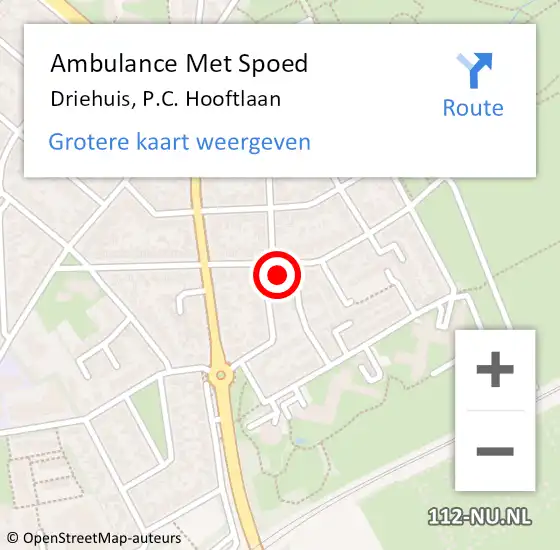 Locatie op kaart van de 112 melding: Ambulance Met Spoed Naar Driehuis, P.C. Hooftlaan op 9 september 2022 16:08