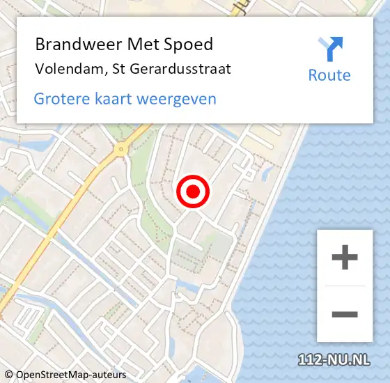 Locatie op kaart van de 112 melding: Brandweer Met Spoed Naar Volendam, St Gerardusstraat op 9 september 2022 16:29