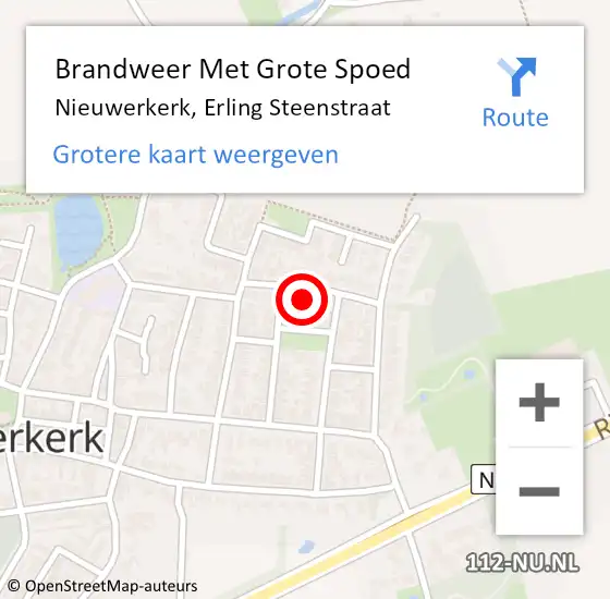 Locatie op kaart van de 112 melding: Brandweer Met Grote Spoed Naar Nieuwerkerk, Erling Steenstraat op 9 september 2022 16:36