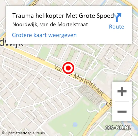 Locatie op kaart van de 112 melding: Trauma helikopter Met Grote Spoed Naar Noordwijk, van de Mortelstraat op 9 september 2022 16:39