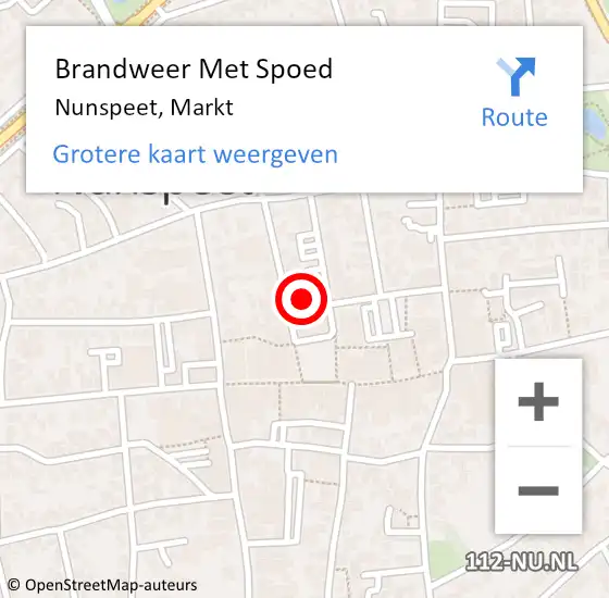 Locatie op kaart van de 112 melding: Brandweer Met Spoed Naar Nunspeet, Markt op 9 september 2022 16:40