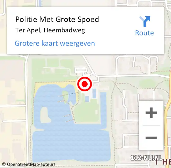 Locatie op kaart van de 112 melding: Politie Met Grote Spoed Naar Ter Apel, Heembadweg op 9 september 2022 16:48