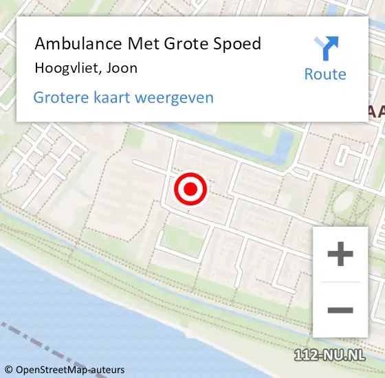 Locatie op kaart van de 112 melding: Ambulance Met Grote Spoed Naar Hoogvliet, Joon op 9 september 2022 16:58