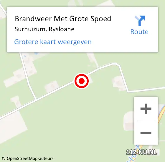 Locatie op kaart van de 112 melding: Brandweer Met Grote Spoed Naar Surhuizum, Rysloane op 9 september 2022 17:23