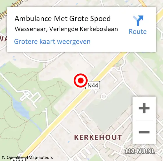 Locatie op kaart van de 112 melding: Ambulance Met Grote Spoed Naar Wassenaar, Verlengde Kerkeboslaan op 9 september 2022 17:28