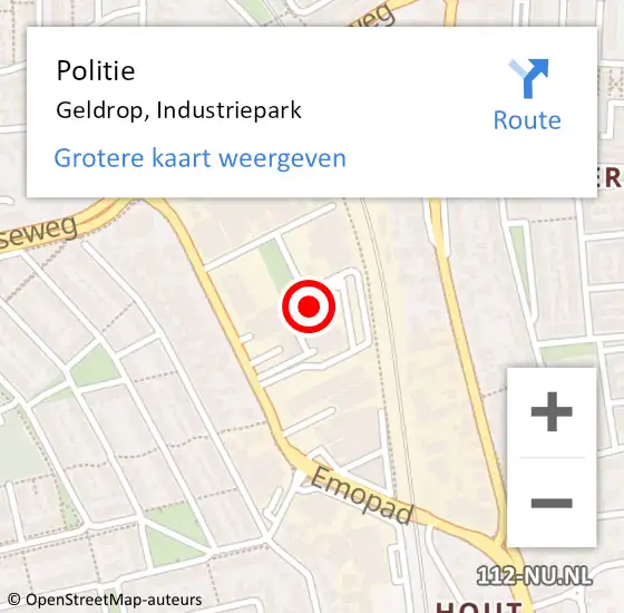 Locatie op kaart van de 112 melding: Politie Geldrop, Industriepark op 9 september 2022 17:37