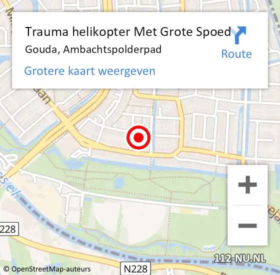 Locatie op kaart van de 112 melding: Trauma helikopter Met Grote Spoed Naar Gouda, Ambachtspolderpad op 9 september 2022 18:06