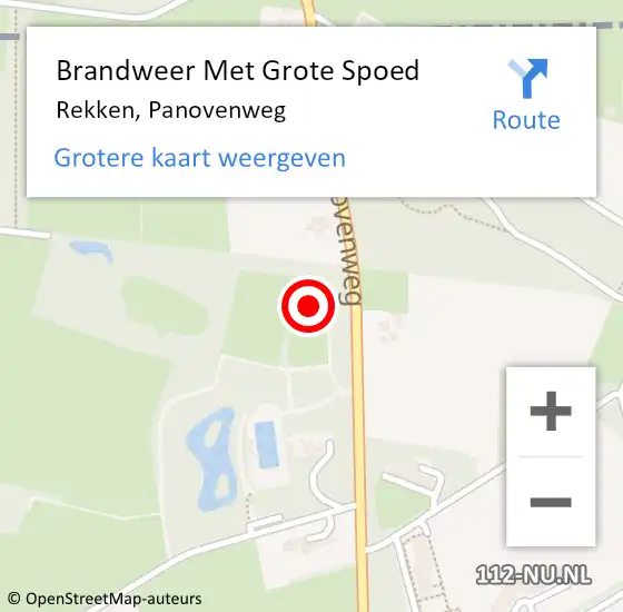 Locatie op kaart van de 112 melding: Brandweer Met Grote Spoed Naar Rekken, Panovenweg op 9 september 2022 18:11