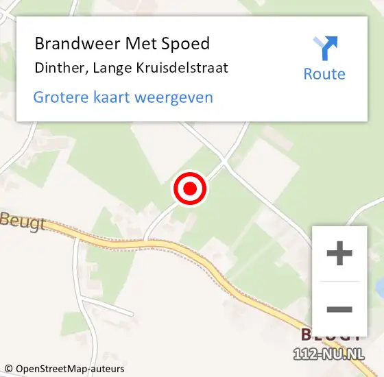Locatie op kaart van de 112 melding: Brandweer Met Spoed Naar Dinther, Lange Kruisdelstraat op 9 september 2022 18:12