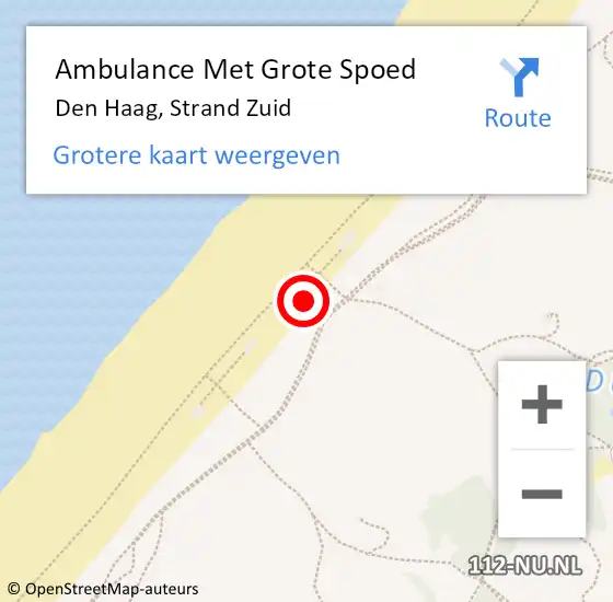 Locatie op kaart van de 112 melding: Ambulance Met Grote Spoed Naar Den Haag, Strand Zuid op 9 september 2022 18:14