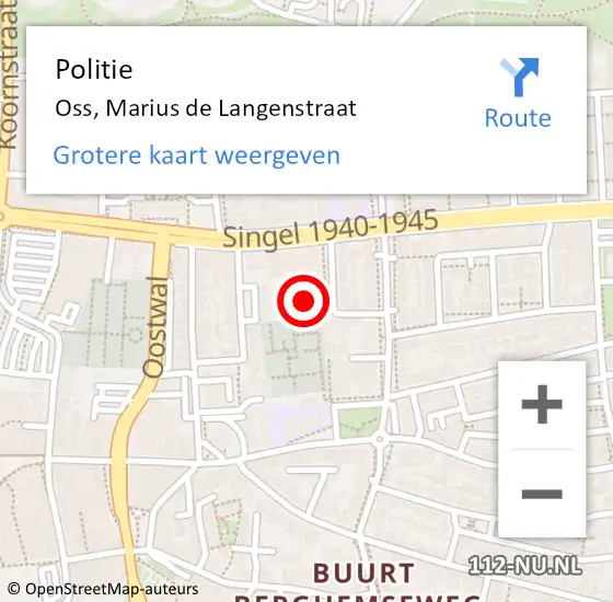 Locatie op kaart van de 112 melding: Politie Oss, Marius de Langenstraat op 9 september 2022 18:14