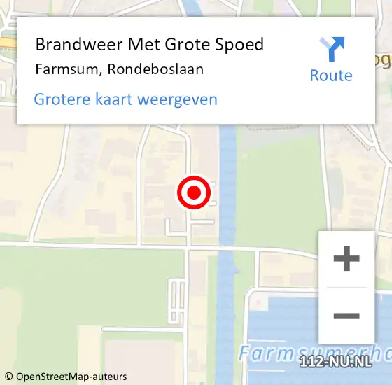 Locatie op kaart van de 112 melding: Brandweer Met Grote Spoed Naar Farmsum, Rondeboslaan op 9 september 2022 18:15