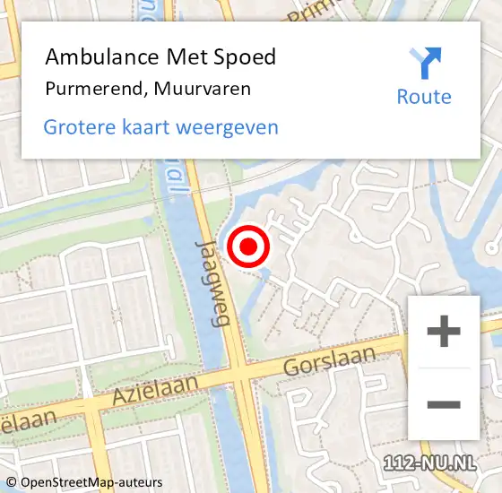 Locatie op kaart van de 112 melding: Ambulance Met Spoed Naar Purmerend, Muurvaren op 9 september 2022 18:16