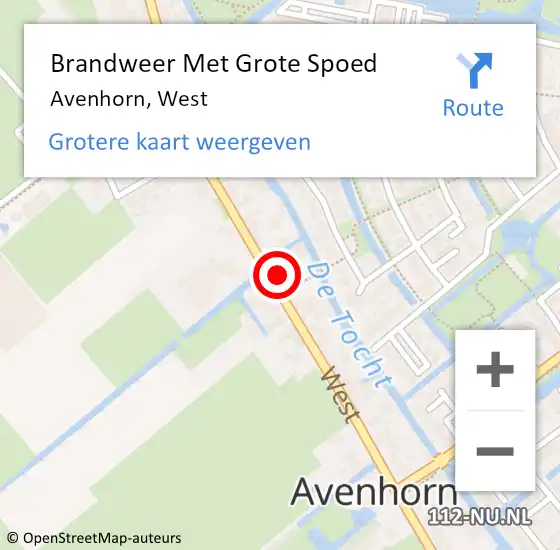 Locatie op kaart van de 112 melding: Brandweer Met Grote Spoed Naar Avenhorn, West op 9 september 2022 18:17
