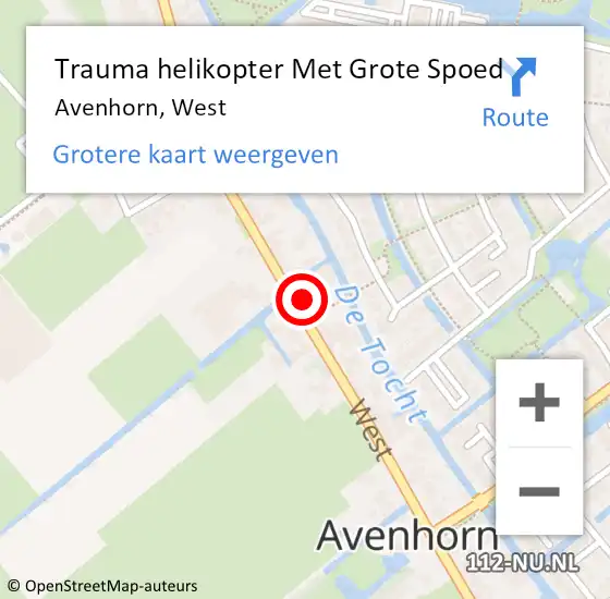 Locatie op kaart van de 112 melding: Trauma helikopter Met Grote Spoed Naar Avenhorn, West op 9 september 2022 18:19