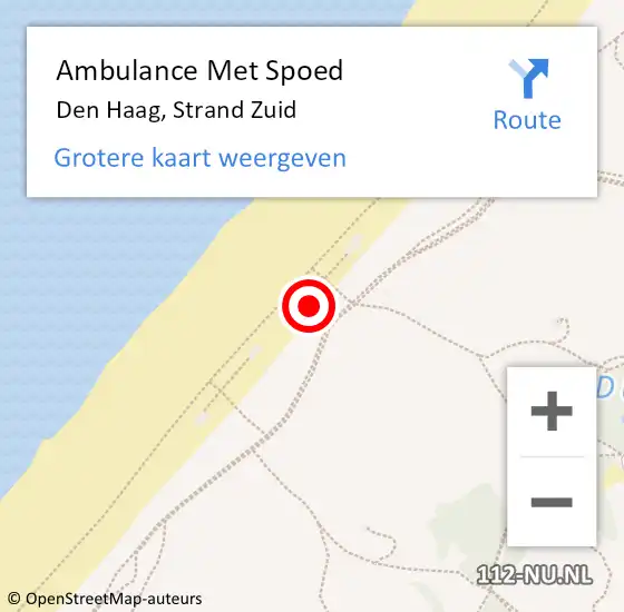 Locatie op kaart van de 112 melding: Ambulance Met Spoed Naar Den Haag, Strand Zuid op 9 september 2022 18:20