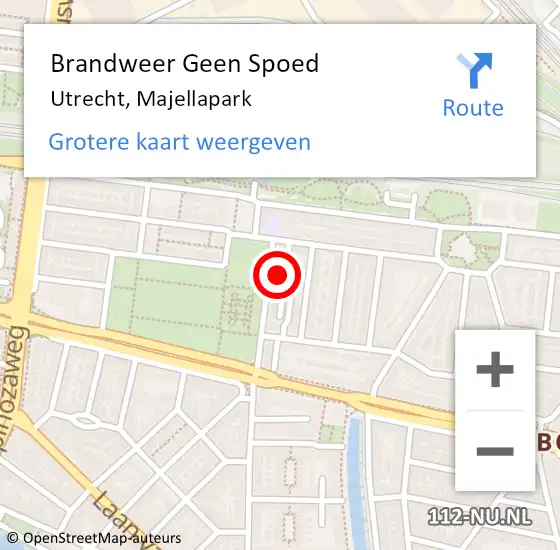 Locatie op kaart van de 112 melding: Brandweer Geen Spoed Naar Utrecht, Majellapark op 9 september 2022 18:21