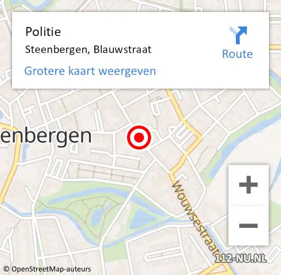 Locatie op kaart van de 112 melding: Politie Steenbergen, Blauwstraat op 28 juli 2014 20:16