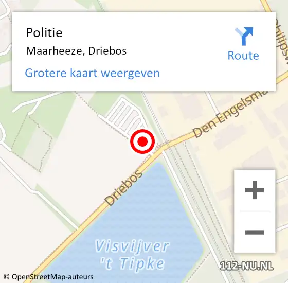 Locatie op kaart van de 112 melding: Politie Maarheeze, Driebos op 9 september 2022 19:08
