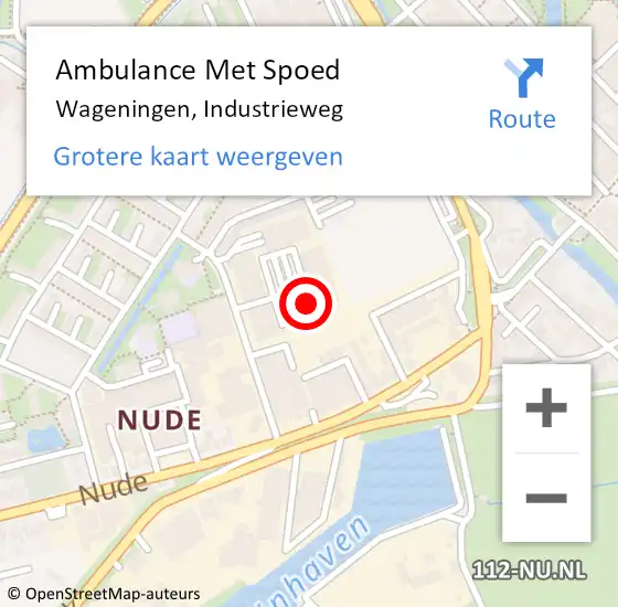 Locatie op kaart van de 112 melding: Ambulance Met Spoed Naar Wageningen, Industrieweg op 9 september 2022 19:15