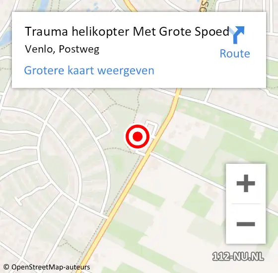 Locatie op kaart van de 112 melding: Trauma helikopter Met Grote Spoed Naar Venlo, Postweg op 9 september 2022 19:16