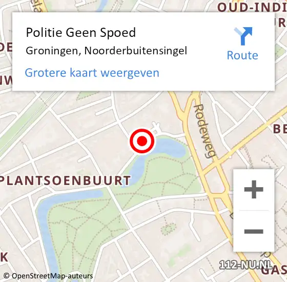 Locatie op kaart van de 112 melding: Politie Geen Spoed Naar Groningen, Noorderbuitensingel op 9 september 2022 19:18