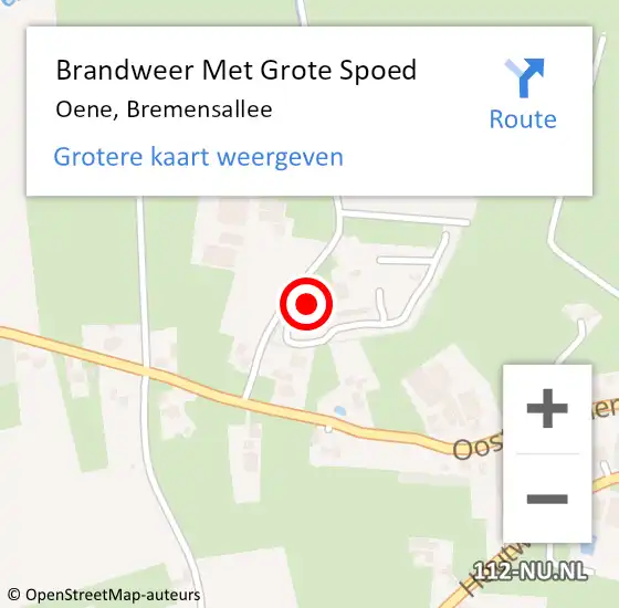 Locatie op kaart van de 112 melding: Brandweer Met Grote Spoed Naar Oene, Bremensallee op 9 september 2022 19:29