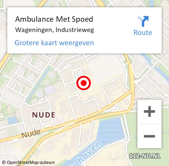 Locatie op kaart van de 112 melding: Ambulance Met Spoed Naar Wageningen, Industrieweg op 9 september 2022 19:35