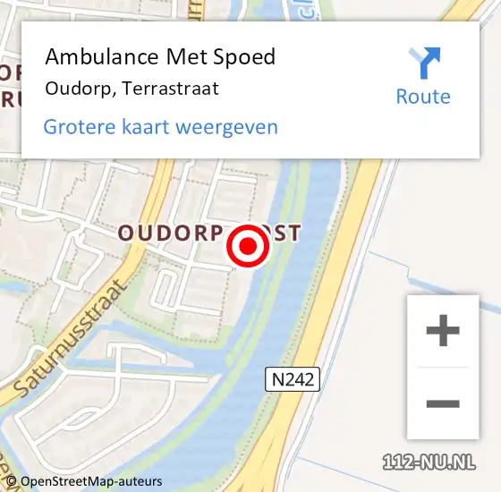 Locatie op kaart van de 112 melding: Ambulance Met Spoed Naar Oudorp, Terrastraat op 9 september 2022 19:36