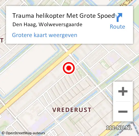 Locatie op kaart van de 112 melding: Trauma helikopter Met Grote Spoed Naar Den Haag, Wolweversgaarde op 9 september 2022 19:46