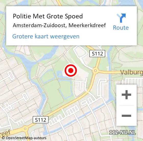 Locatie op kaart van de 112 melding: Politie Met Grote Spoed Naar Amsterdam-Zuidoost, Meerkerkdreef op 9 september 2022 19:47