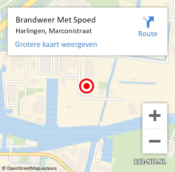 Locatie op kaart van de 112 melding: Brandweer Met Spoed Naar Harlingen, Marconistraat op 9 september 2022 19:52