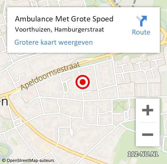 Locatie op kaart van de 112 melding: Ambulance Met Grote Spoed Naar Voorthuizen, Hamburgerstraat op 9 september 2022 20:14