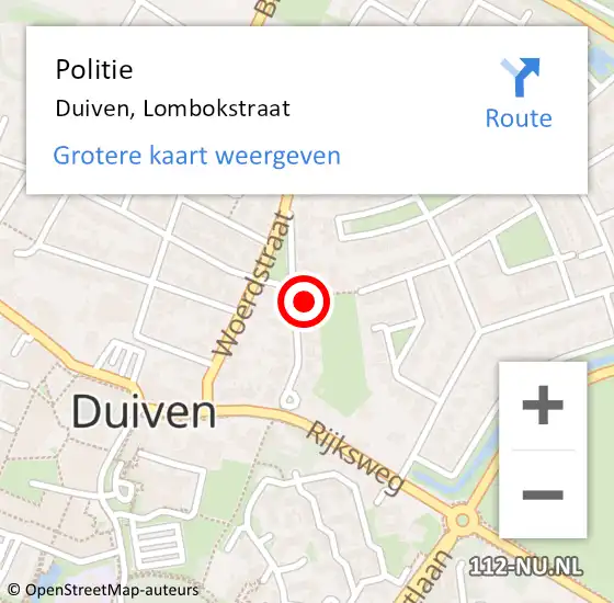 Locatie op kaart van de 112 melding: Politie Duiven, Lombokstraat op 9 september 2022 20:20