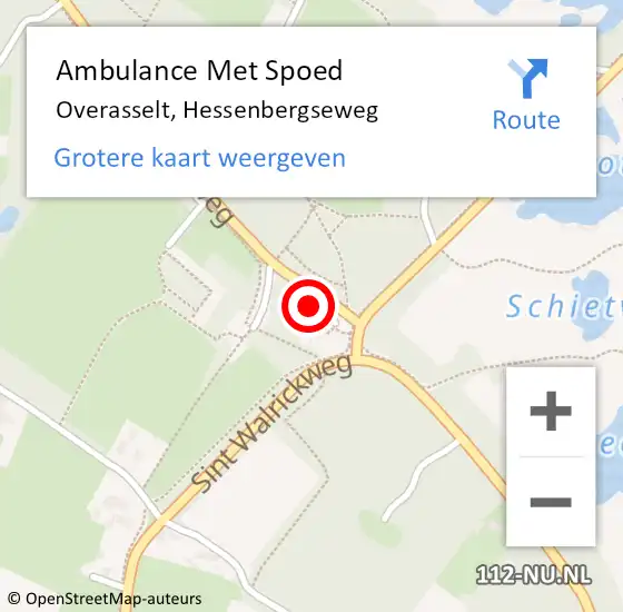 Locatie op kaart van de 112 melding: Ambulance Met Spoed Naar Overasselt, Hessenbergseweg op 9 september 2022 20:24